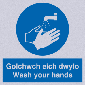 golchwch eich dwylo / wash your hands - safety sign